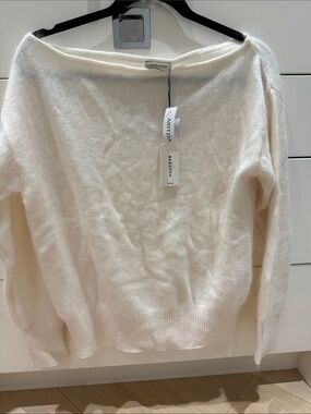 Aritzia Cream Off-Shoulder Lightweight Sweater (mohair)